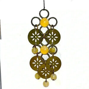 Copper tone Bohemian long dangle earrings.  Floral, beaded